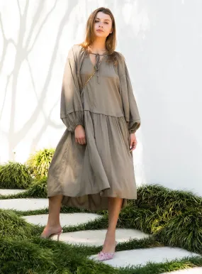 Ada Linen Dress-KHAKI