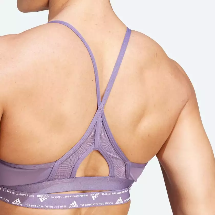 ADIDAS WOMEN'S AEROREACT 3-STRIPES PURPLE BRA