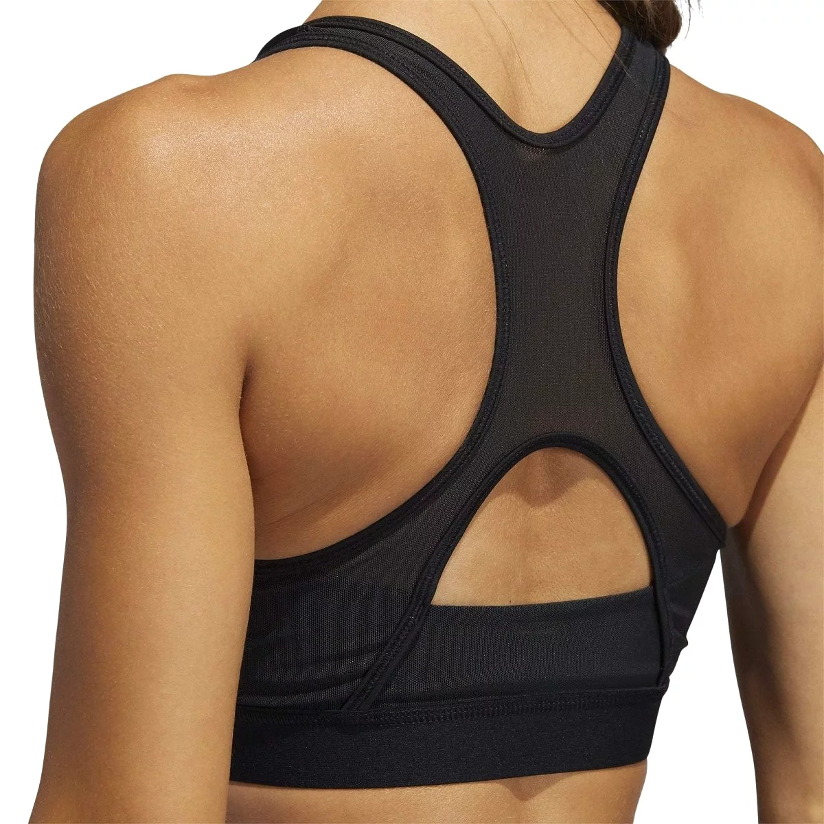 ADIDAS WOMEN'S BELIEVE THIS 3-STRIPES MEDIUM SUPPORT RIB BLACK SPORTS BRA