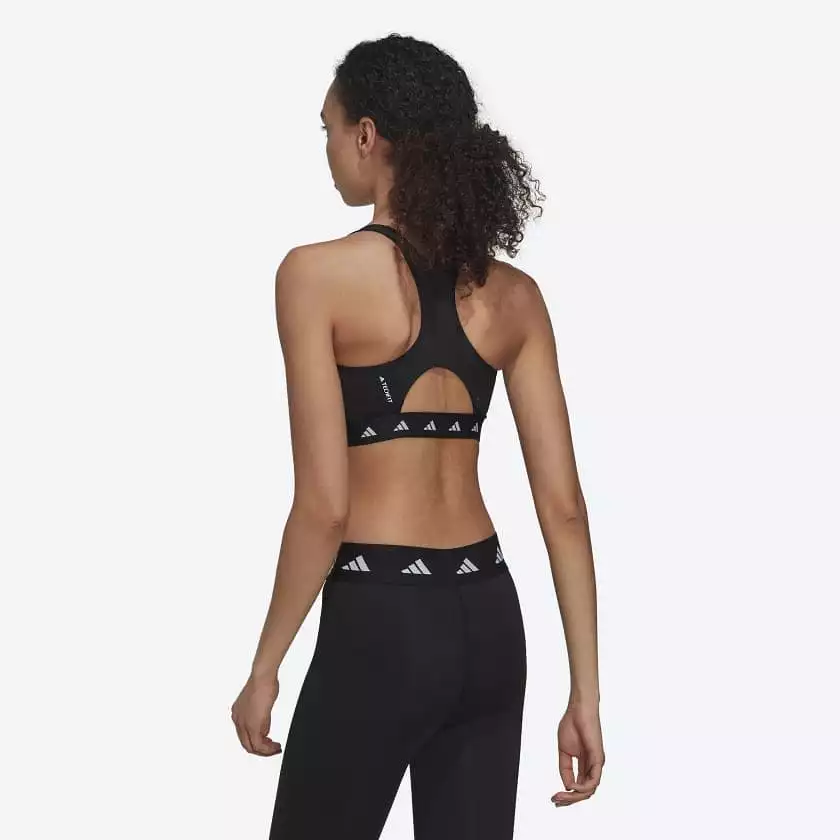 ADIDAS WOMEN'S POWERREACT TRAINING MEDIUM-SUPPORT TECHFIT BLACK BRA (BRA SIZE: DD)