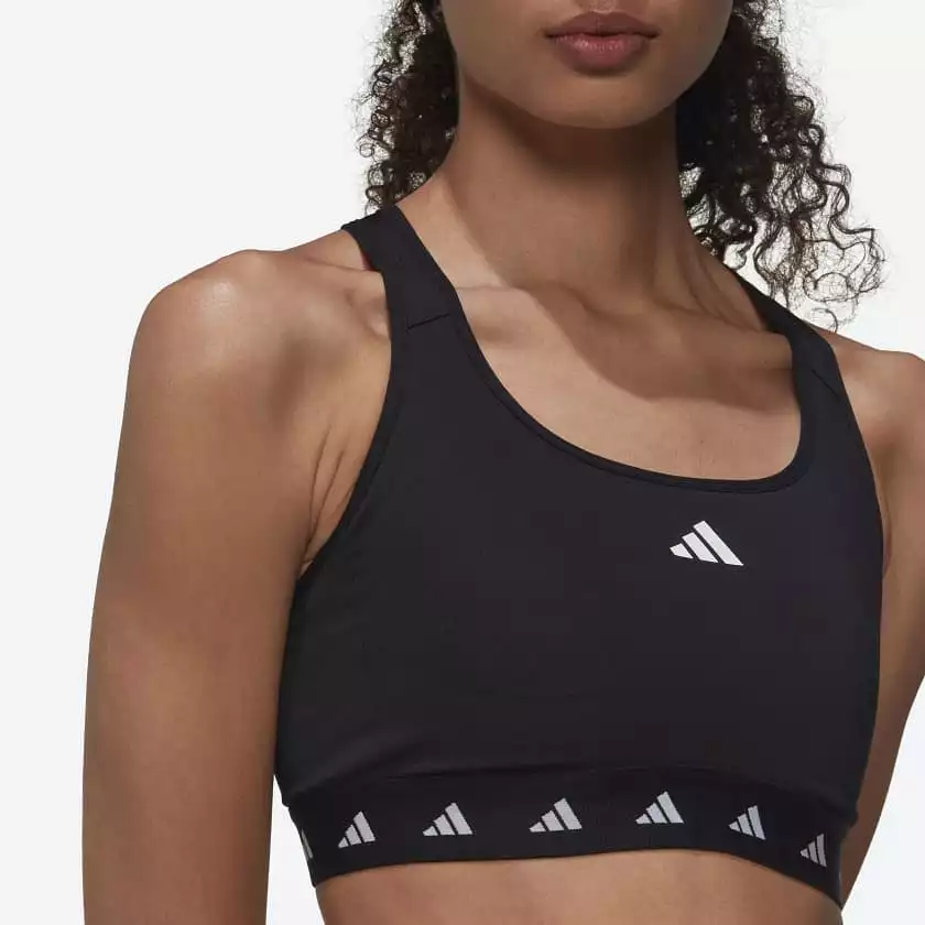 ADIDAS WOMEN'S POWERREACT TRAINING MEDIUM-SUPPORT TECHFIT BLACK BRA (BRA SIZE: DD)