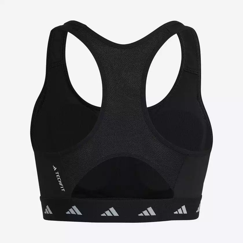 ADIDAS WOMEN'S POWERREACT TRAINING MEDIUM-SUPPORT TECHFIT BLACK BRA (BRA SIZE: DD)