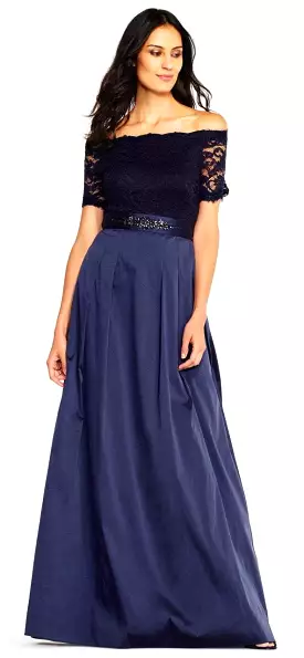 Adrianna Papell - AP1E201965 Off-Shoulder Taffeta A-line Gown