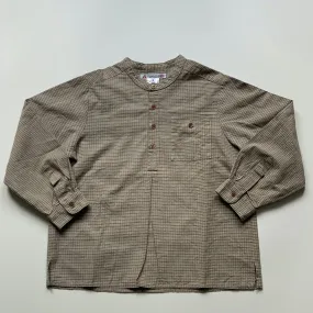 Bonpoint Taupe Check Collarless Shirt: 6 Years