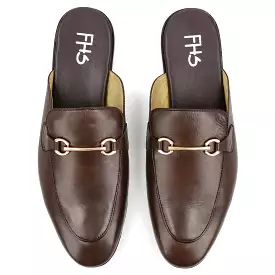 Brass Buckled Half Moccasins-Brown