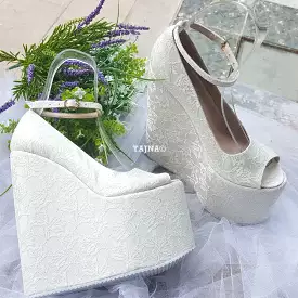 Bridal Collection Peep Toe 21 cm Platform Wedge Shoes