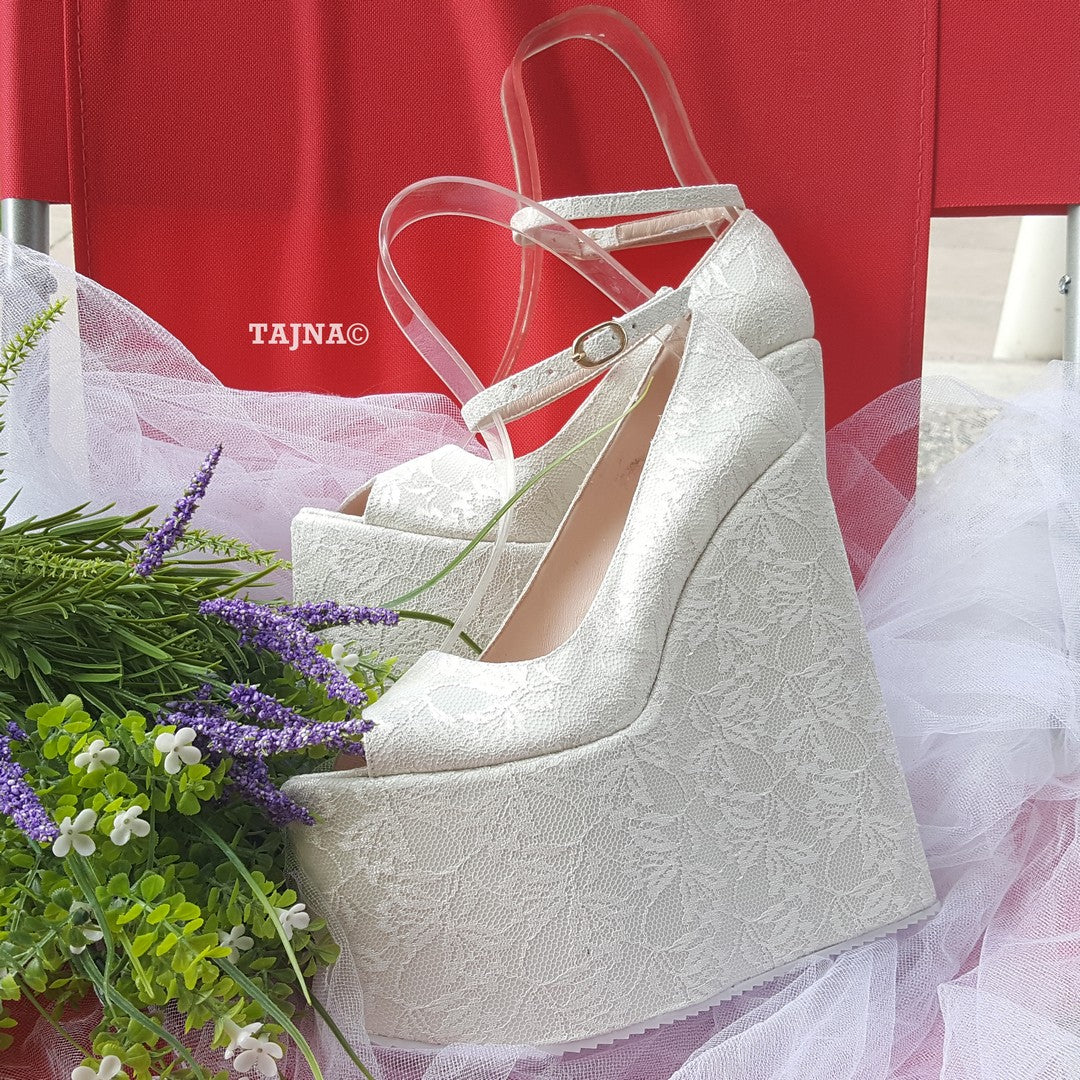 Bridal Collection Peep Toe 21 cm Platform Wedge Shoes