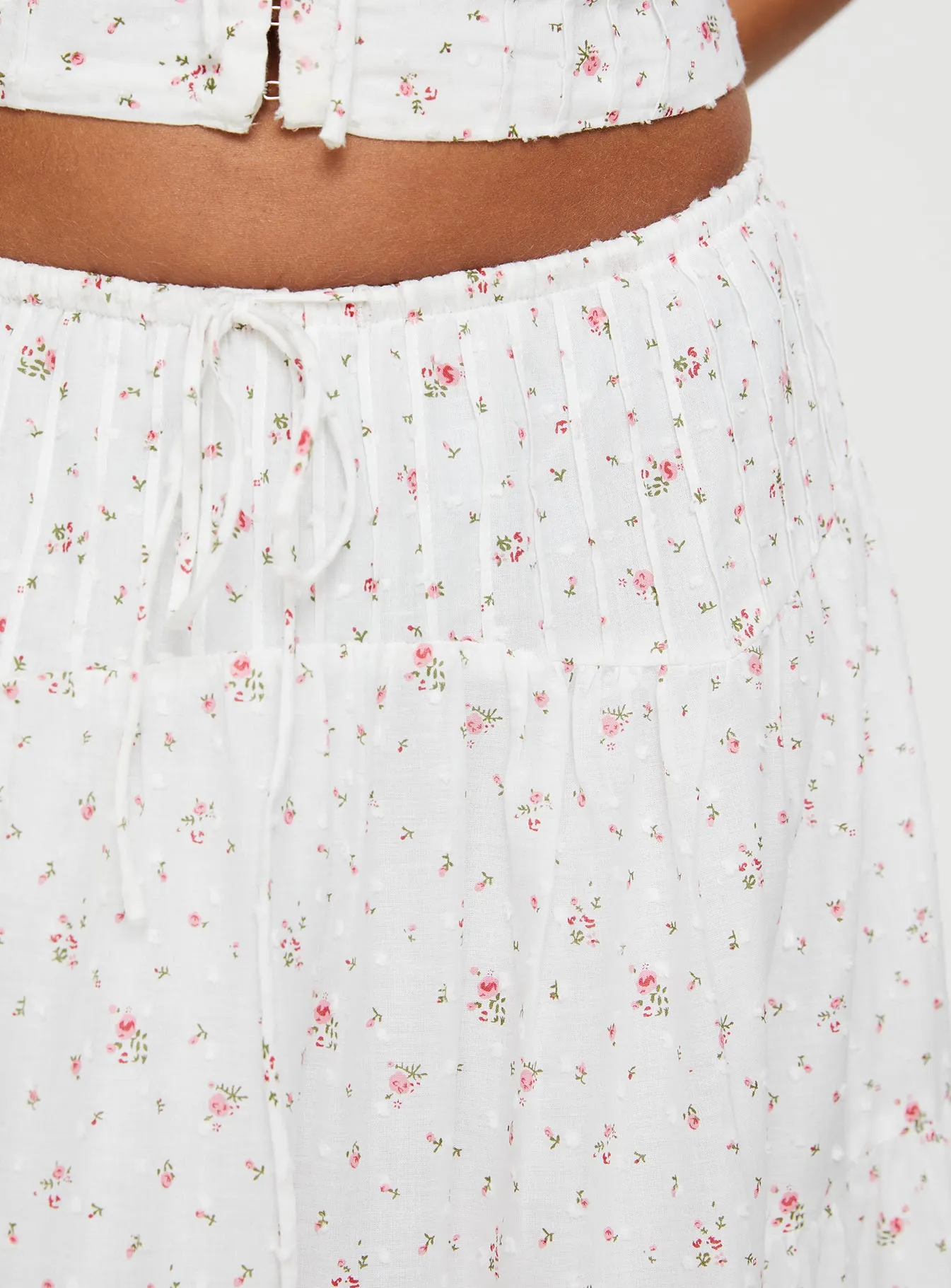 Cherry On Top Maxi Skirt White Floral