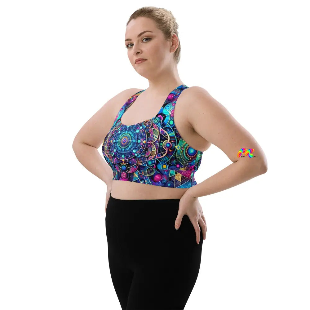 Cosmic Vortex Rave Longline Sports Bra