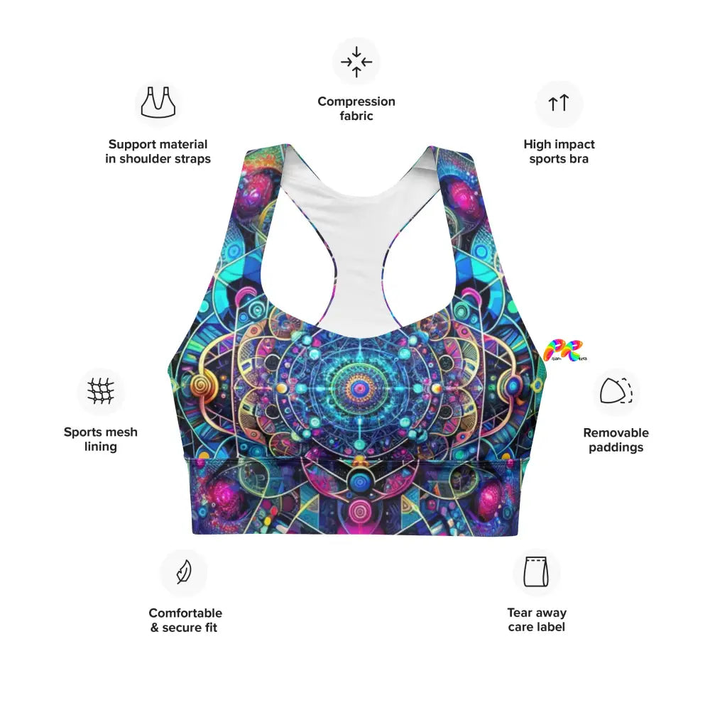 Cosmic Vortex Rave Longline Sports Bra