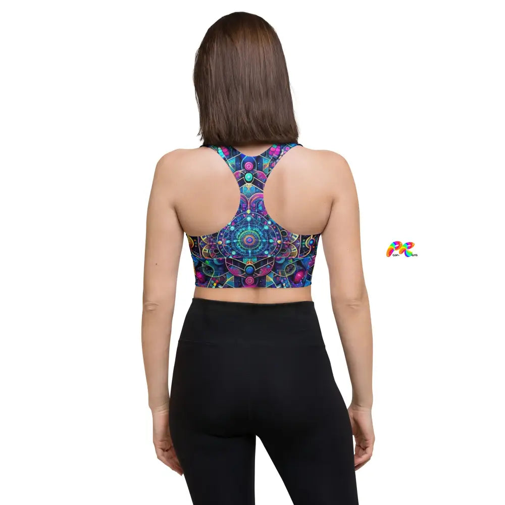 Cosmic Vortex Rave Longline Sports Bra