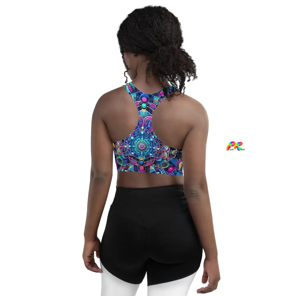 Cosmic Vortex Rave Longline Sports Bra