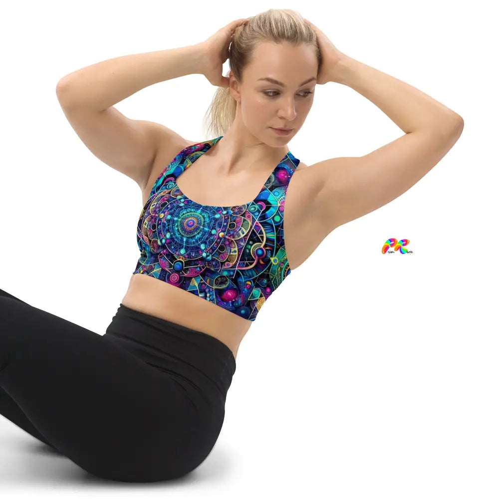 Cosmic Vortex Rave Longline Sports Bra