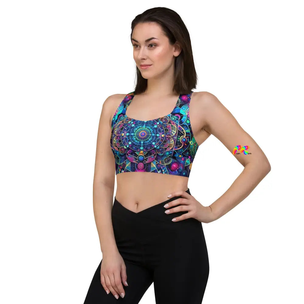 Cosmic Vortex Rave Longline Sports Bra