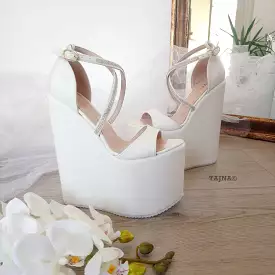 Cross Strap Super High Heel Wedding Wedge Shoes