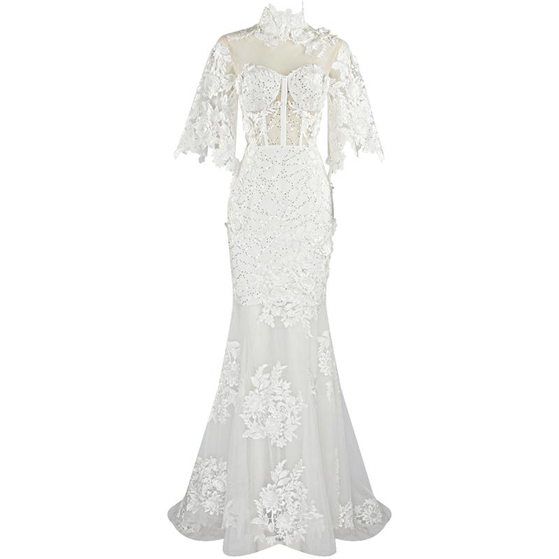 Elly White Lace Maxi Gown