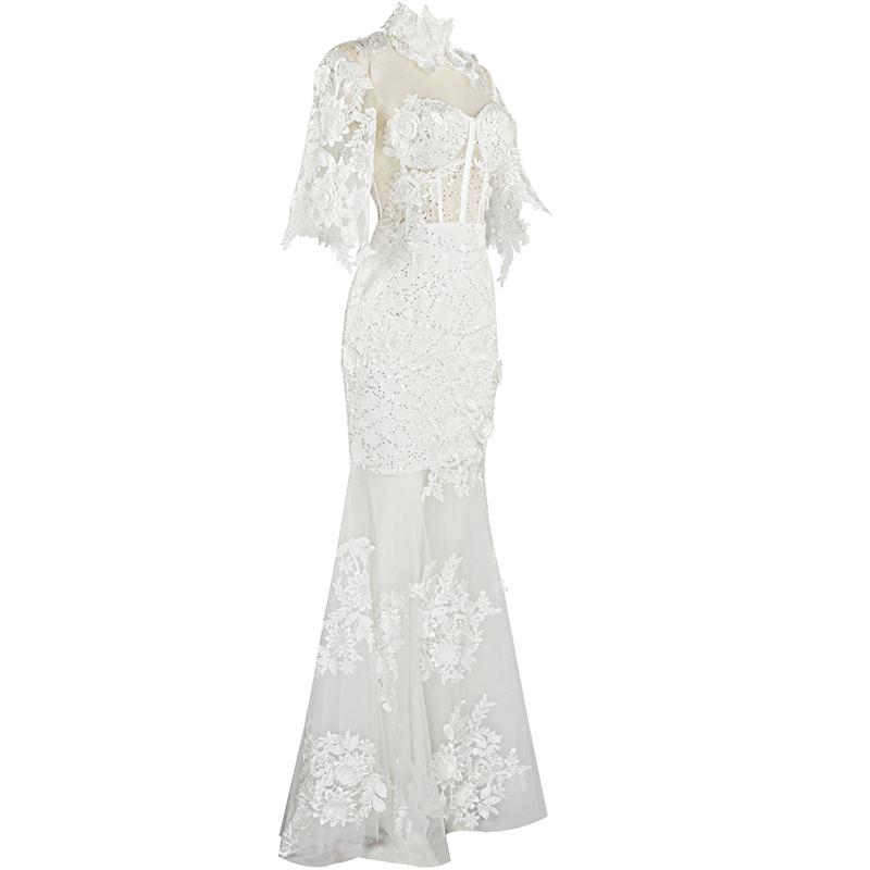 Elly White Lace Maxi Gown