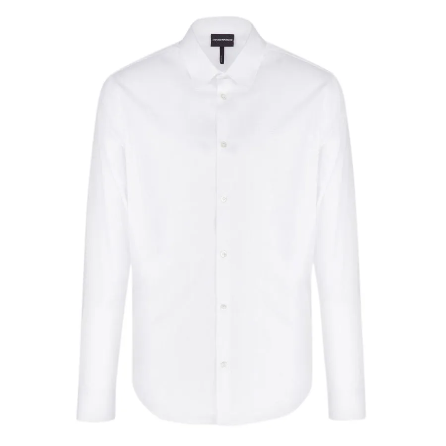 Emporio Armani - Slim Fit Stretch Poplin Shirt in White