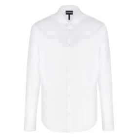 Emporio Armani - Slim Fit Stretch Poplin Shirt in White