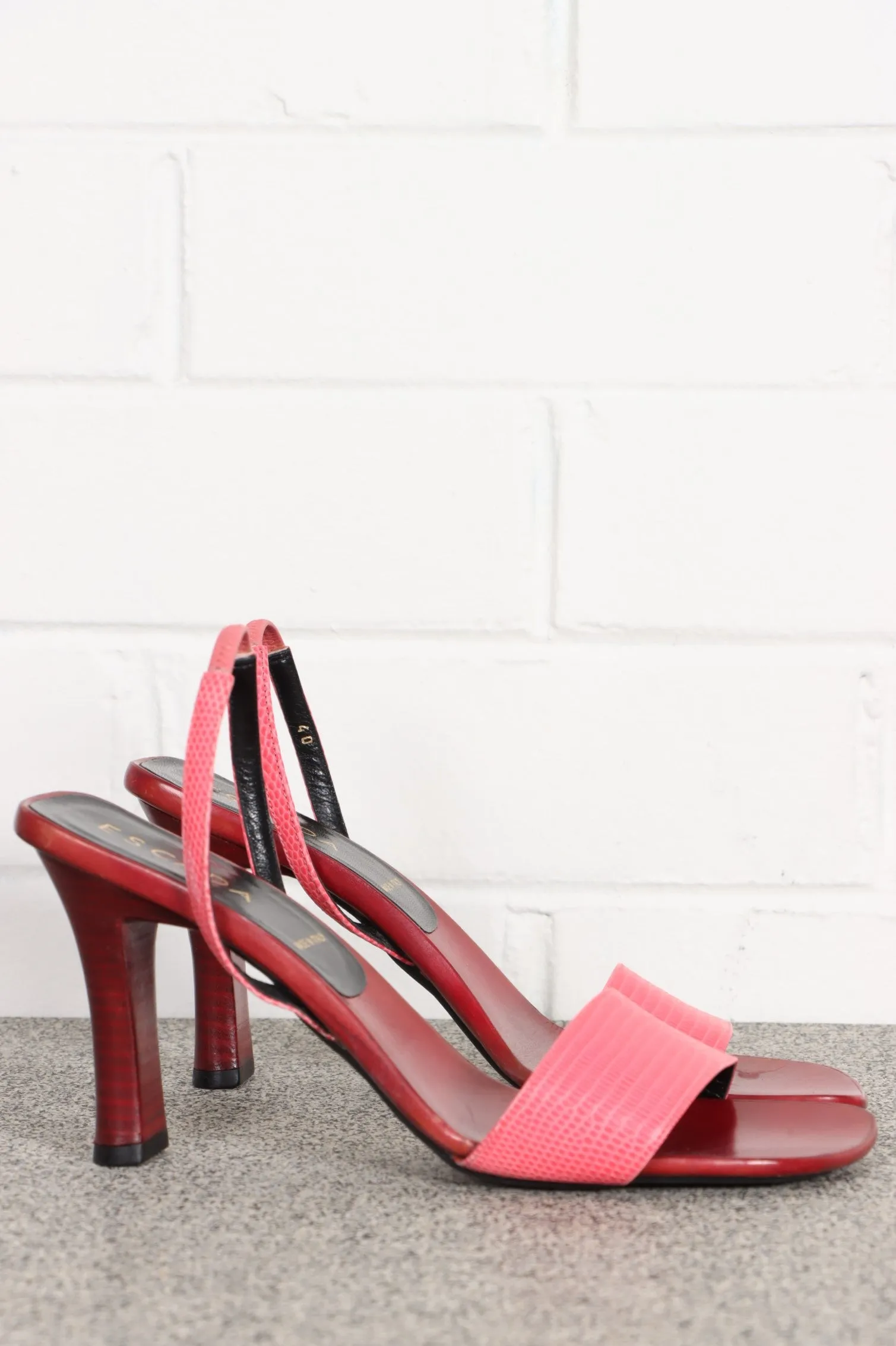 ESCADA Red/Pink Leather Slingback Sandal Heels (40)