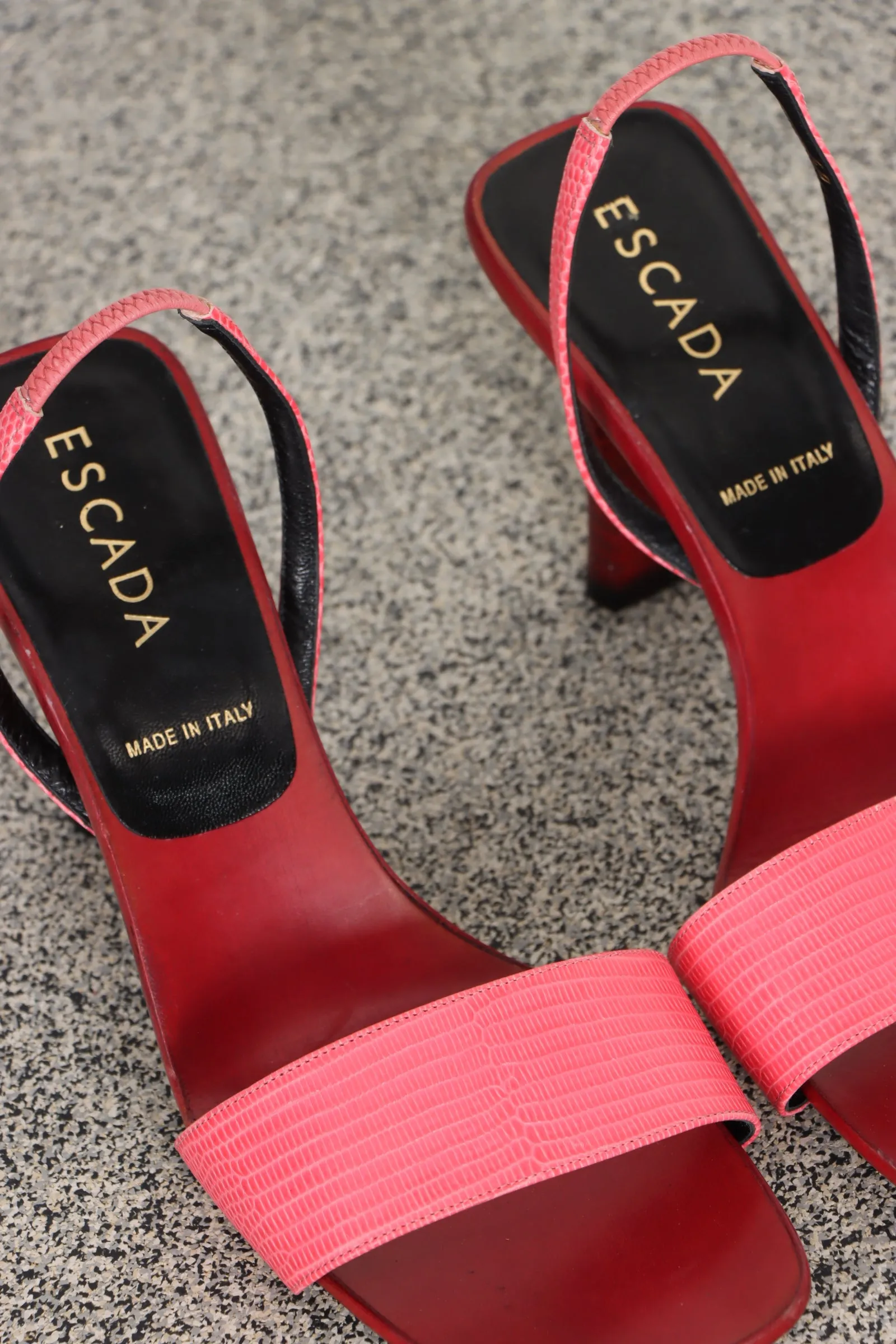 ESCADA Red/Pink Leather Slingback Sandal Heels (40)