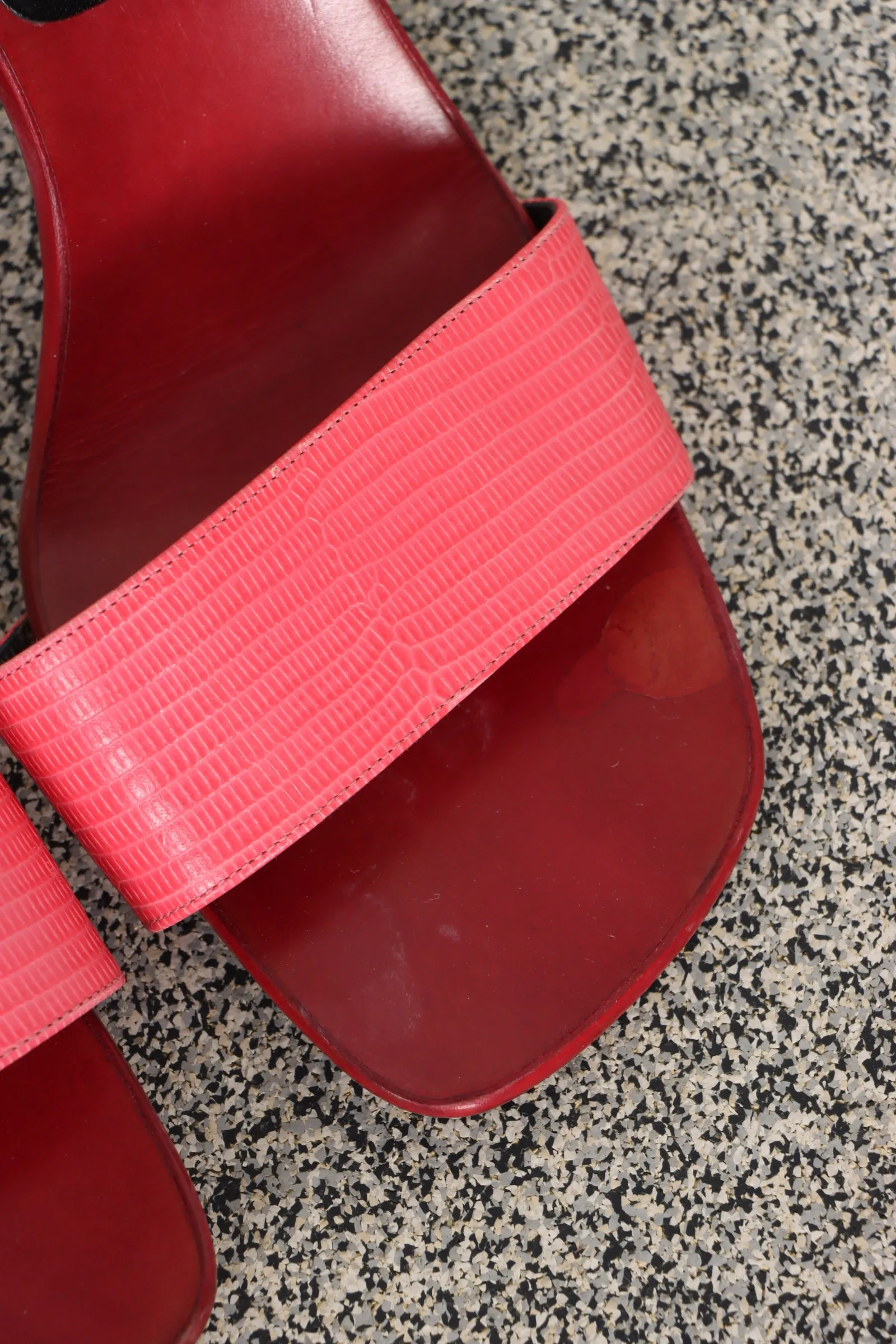 ESCADA Red/Pink Leather Slingback Sandal Heels (40)