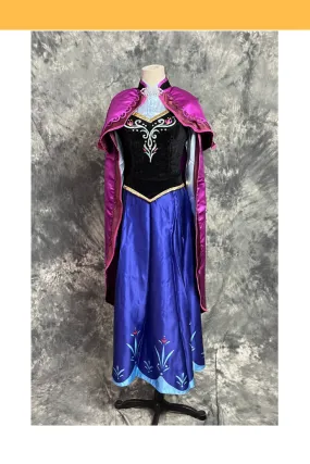 Frozen Anna Embroidered Winter Outfit In Satin Cosplay Costume