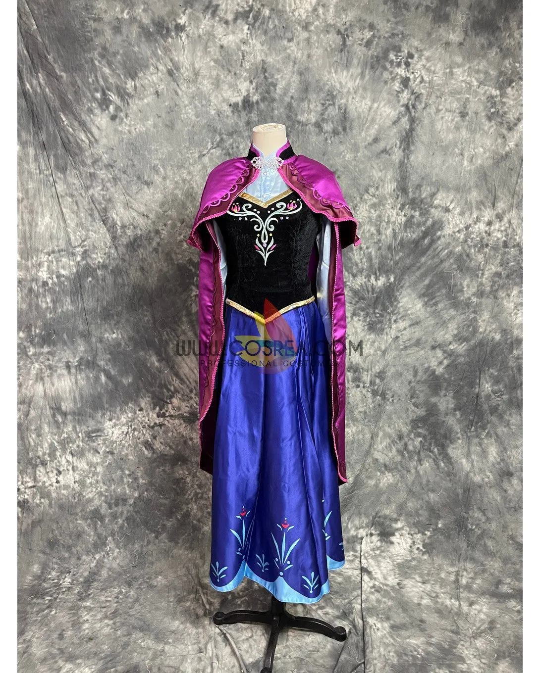 Frozen Anna Embroidered Winter Outfit In Satin Cosplay Costume