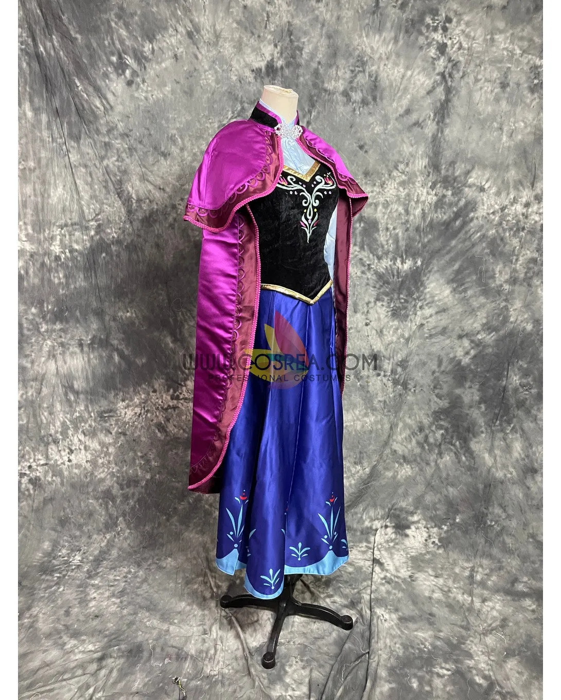 Frozen Anna Embroidered Winter Outfit In Satin Cosplay Costume