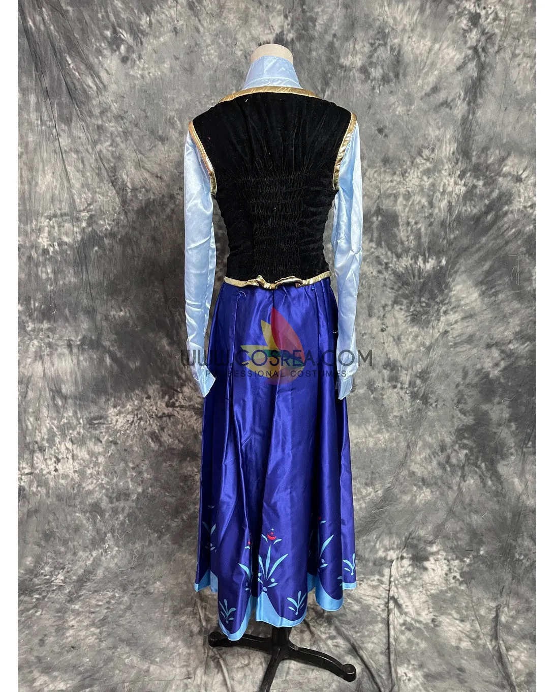 Frozen Anna Embroidered Winter Outfit In Satin Cosplay Costume