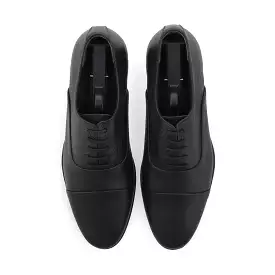 Grain leather Panelled Oxfords-Black