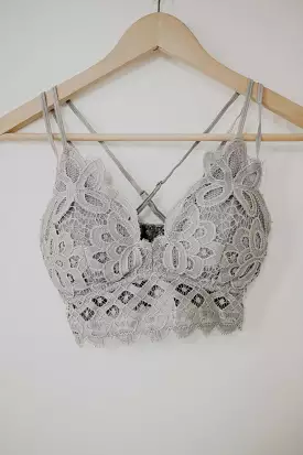 Grey Lace Me Up Bralette