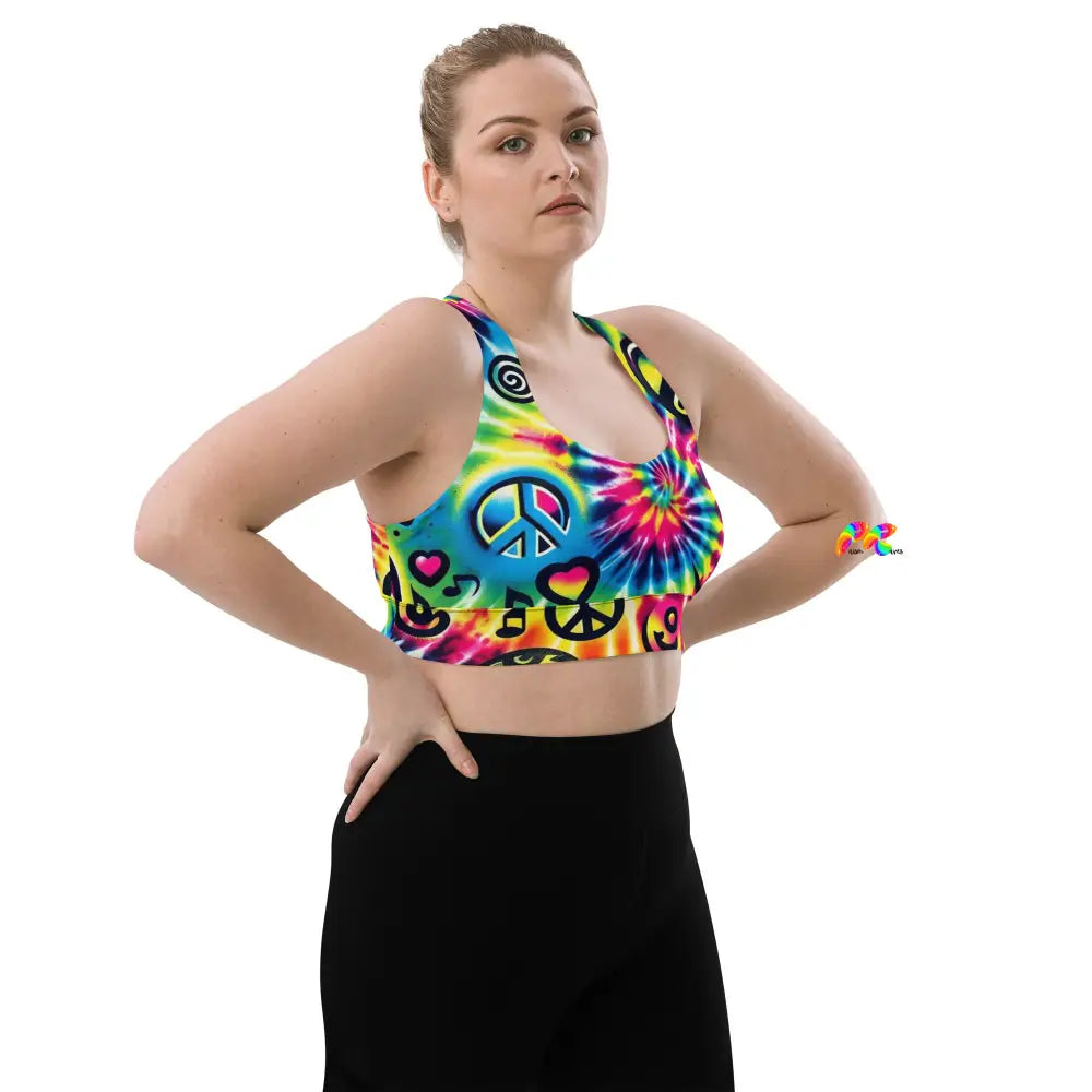 Happy Vibes Rave Longline Sports Bra