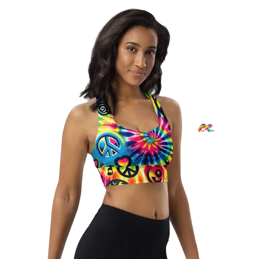 Happy Vibes Rave Longline Sports Bra