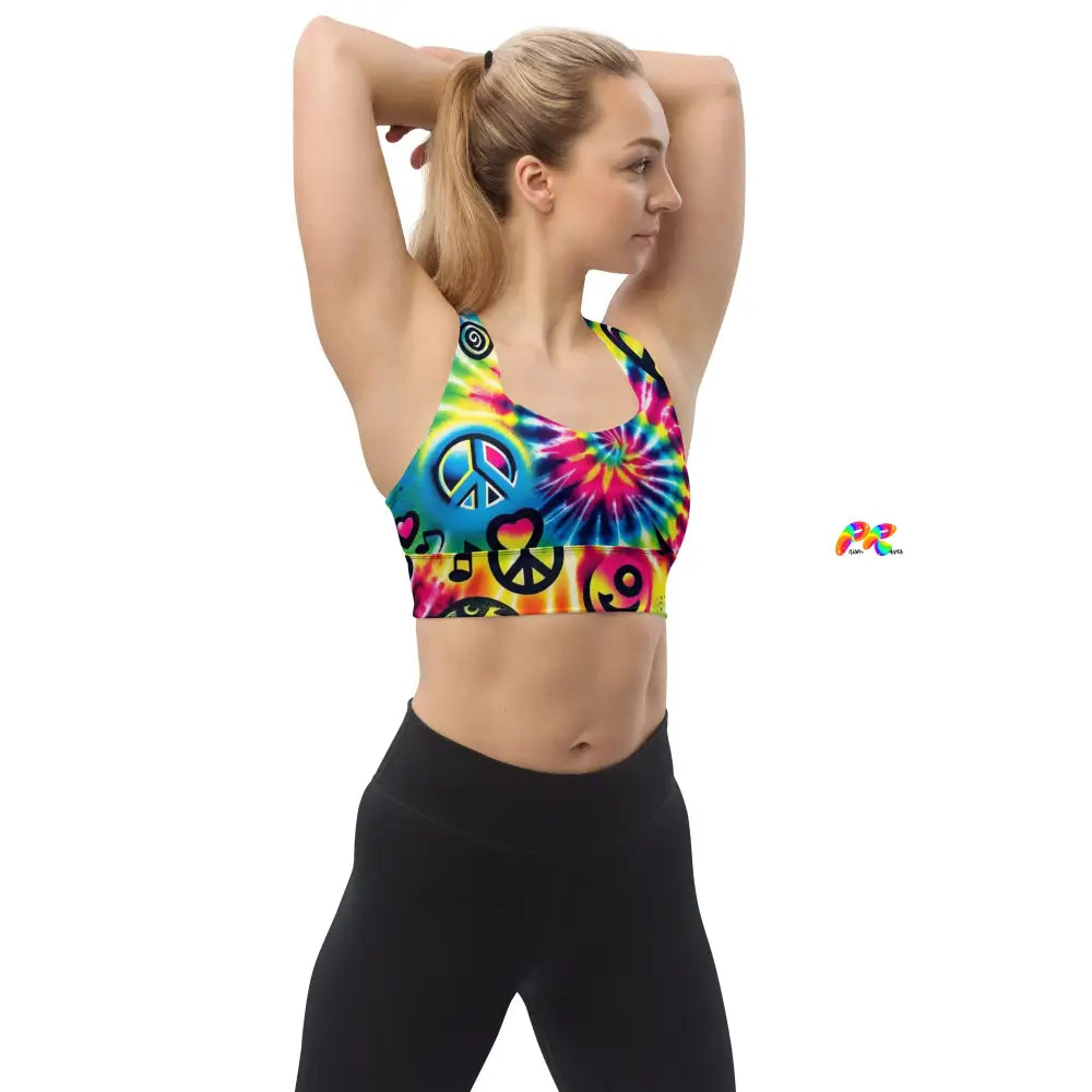 Happy Vibes Rave Longline Sports Bra