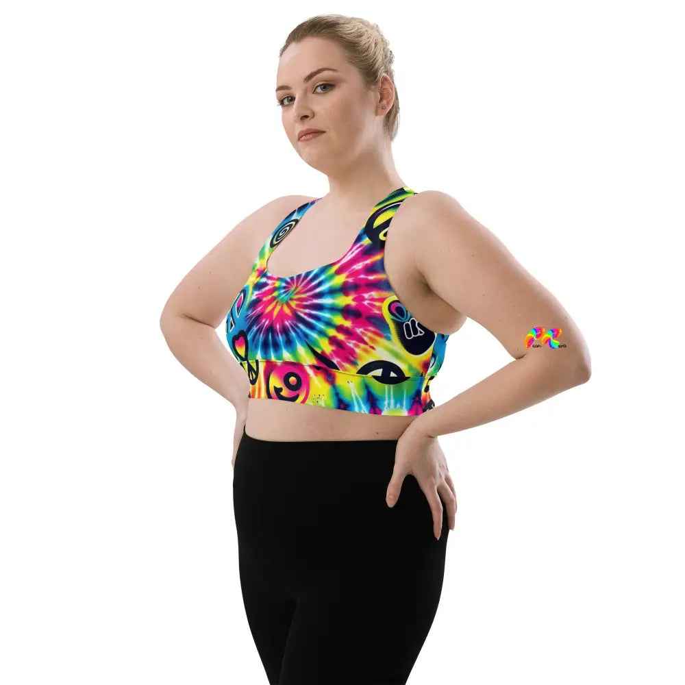 Happy Vibes Rave Longline Sports Bra