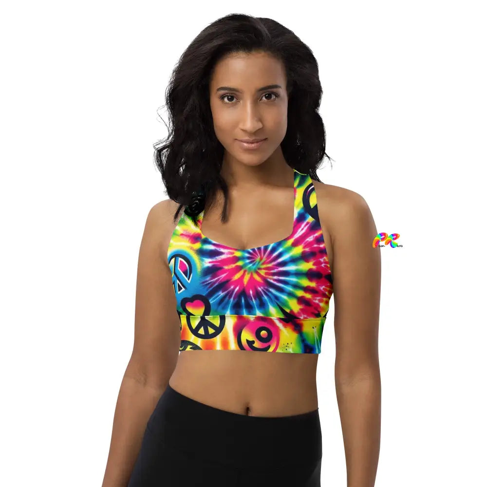 Happy Vibes Rave Longline Sports Bra