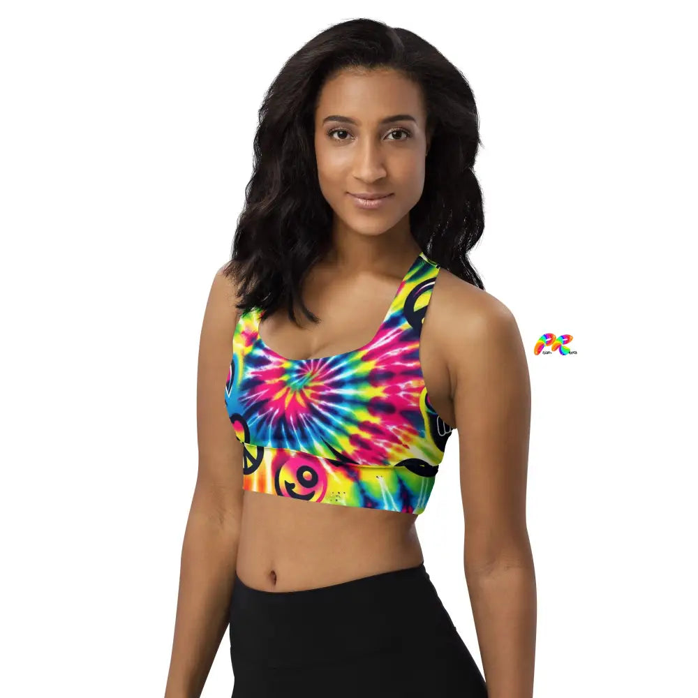 Happy Vibes Rave Longline Sports Bra