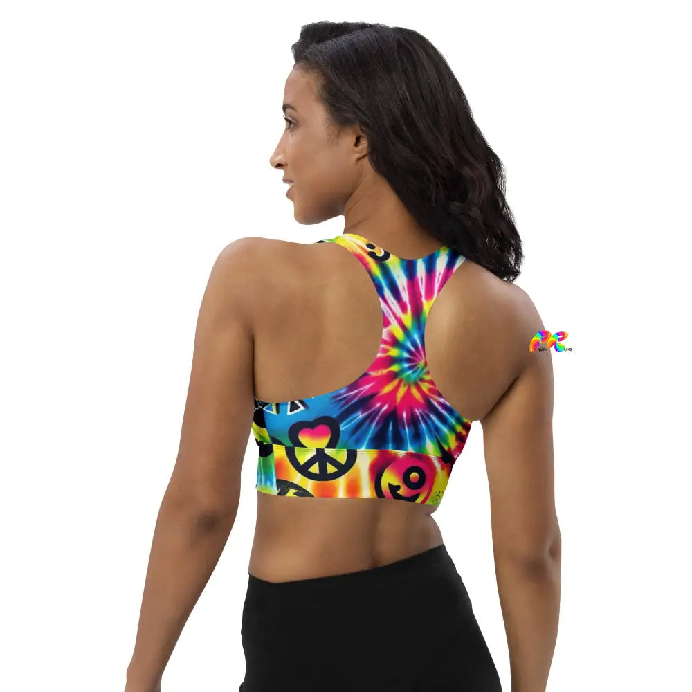 Happy Vibes Rave Longline Sports Bra