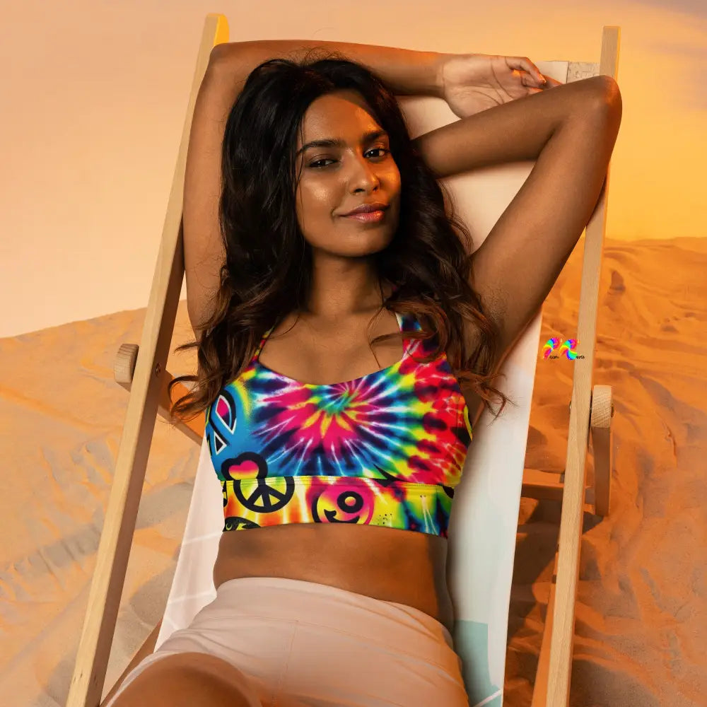 Happy Vibes Rave Longline Sports Bra