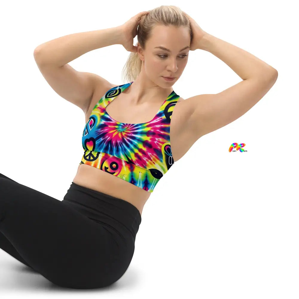 Happy Vibes Rave Longline Sports Bra