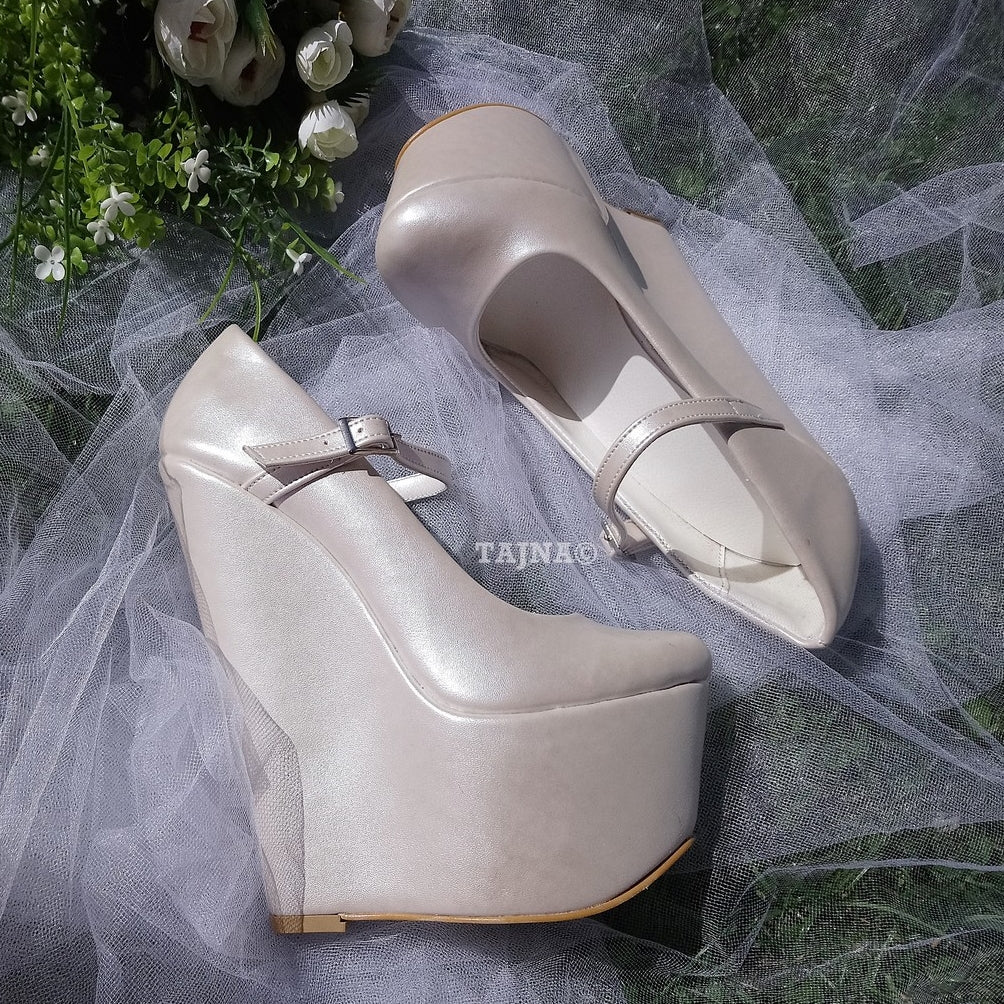 Ivory  Heel Wedge Bridal Shoes