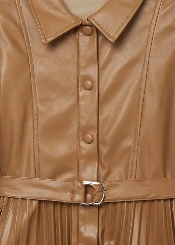 Leather dress for teen girl - Coffee