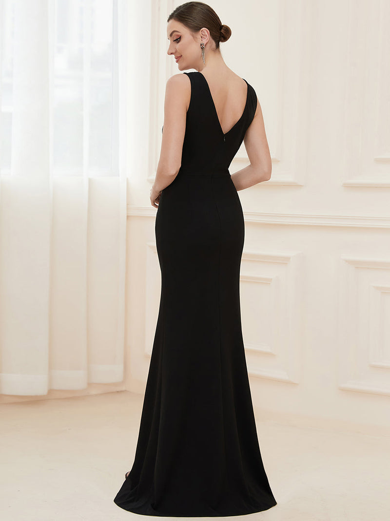 Long Short Sleeve Black Gown  AE00007BK1L