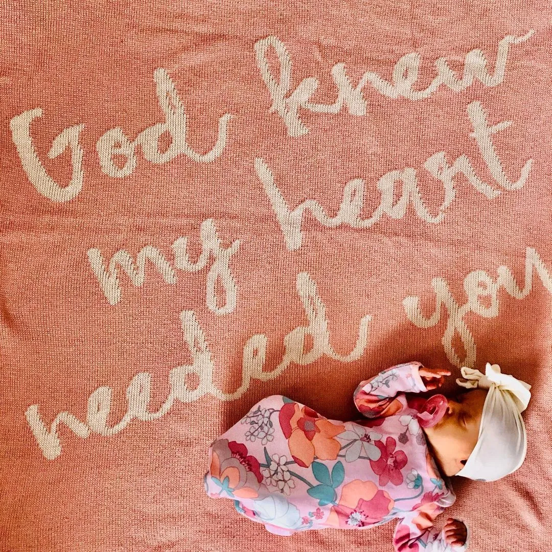 Made in the USA | Recycled Cotton Blend  God knew my heart needed you Throw Blanket