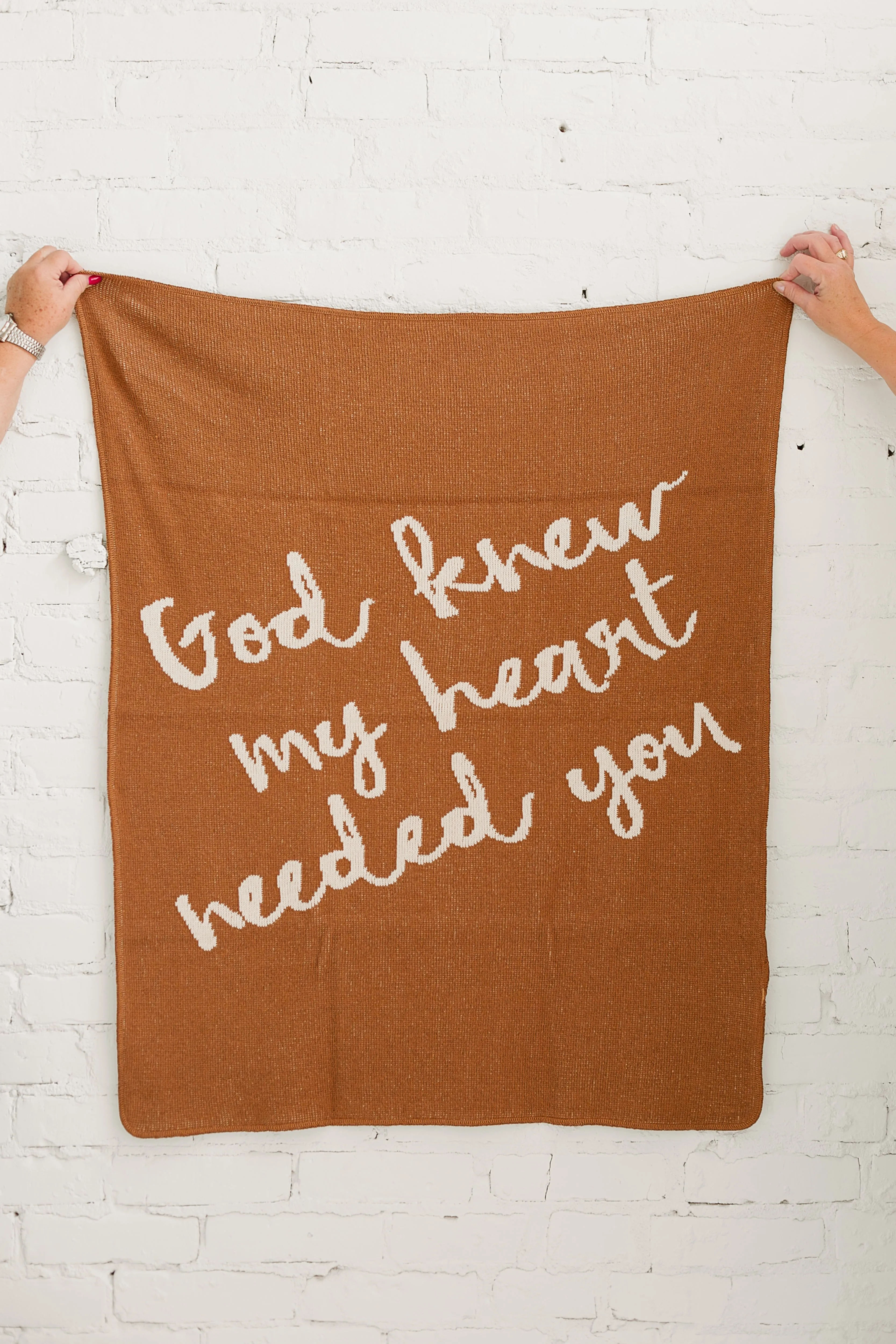 Made in the USA | Recycled Cotton Blend  God knew my heart needed you Throw Blanket