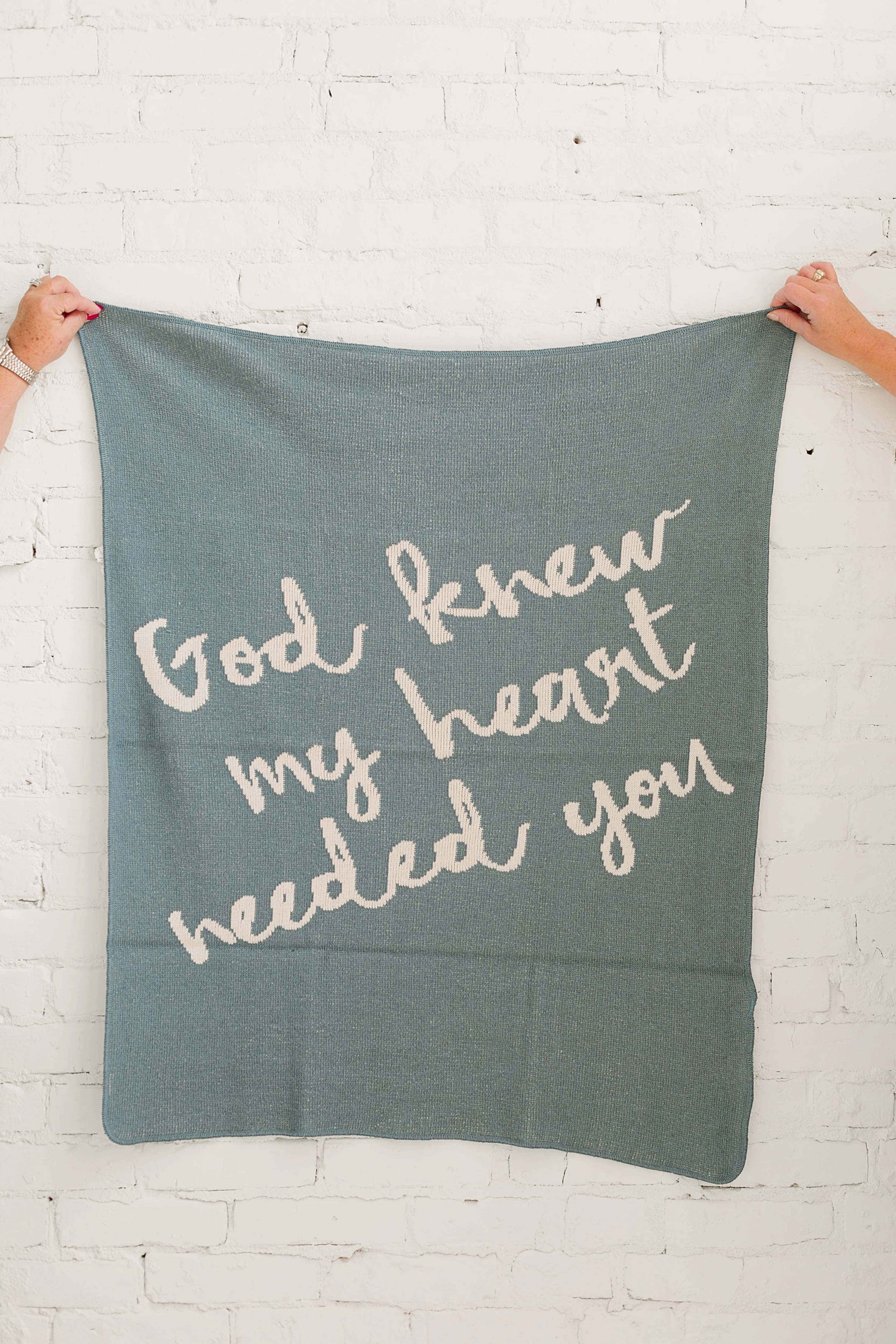 Made in the USA | Recycled Cotton Blend  God knew my heart needed you Throw Blanket