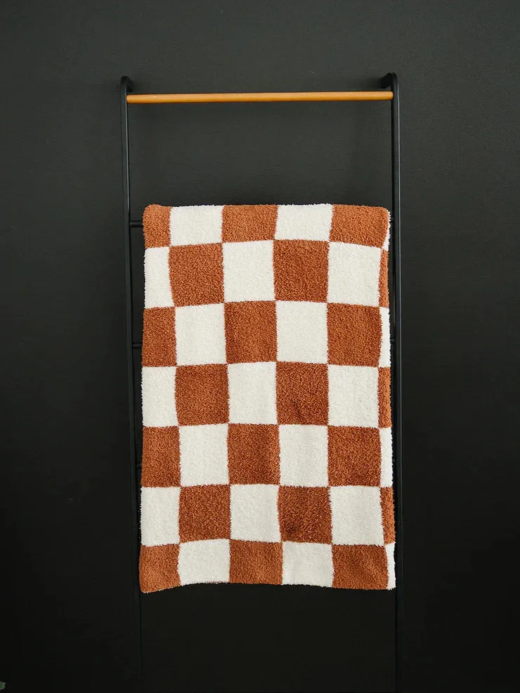 MEBIE BABY RUST CHECKERED PLUSH BLANKET | THREE SIZES