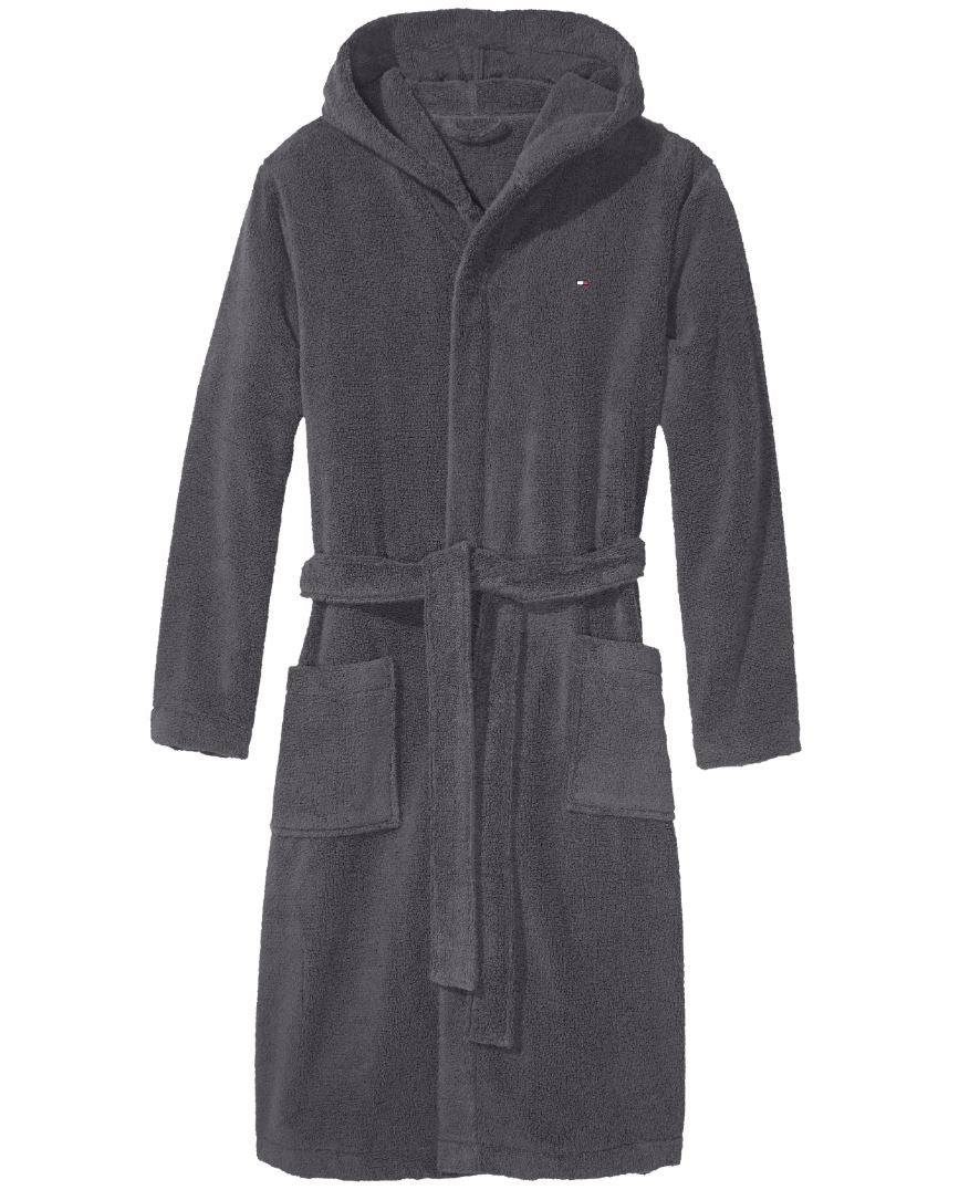 Mens Tommy Hilfiger Icon Hooded Bathrobe/ Dressing Gown - Micro Cotton Towelling