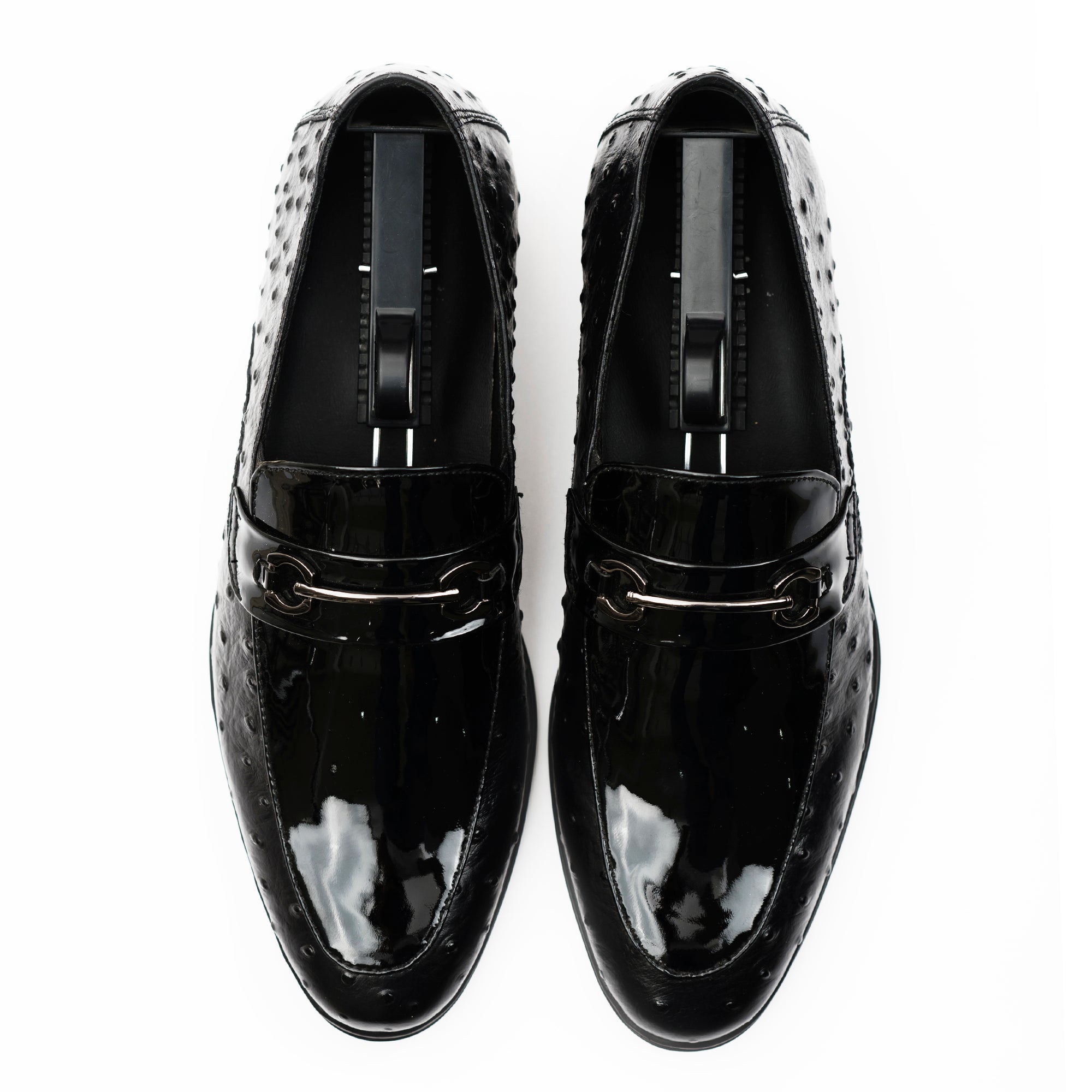 Ostrich Print Buckled Loafer - Black